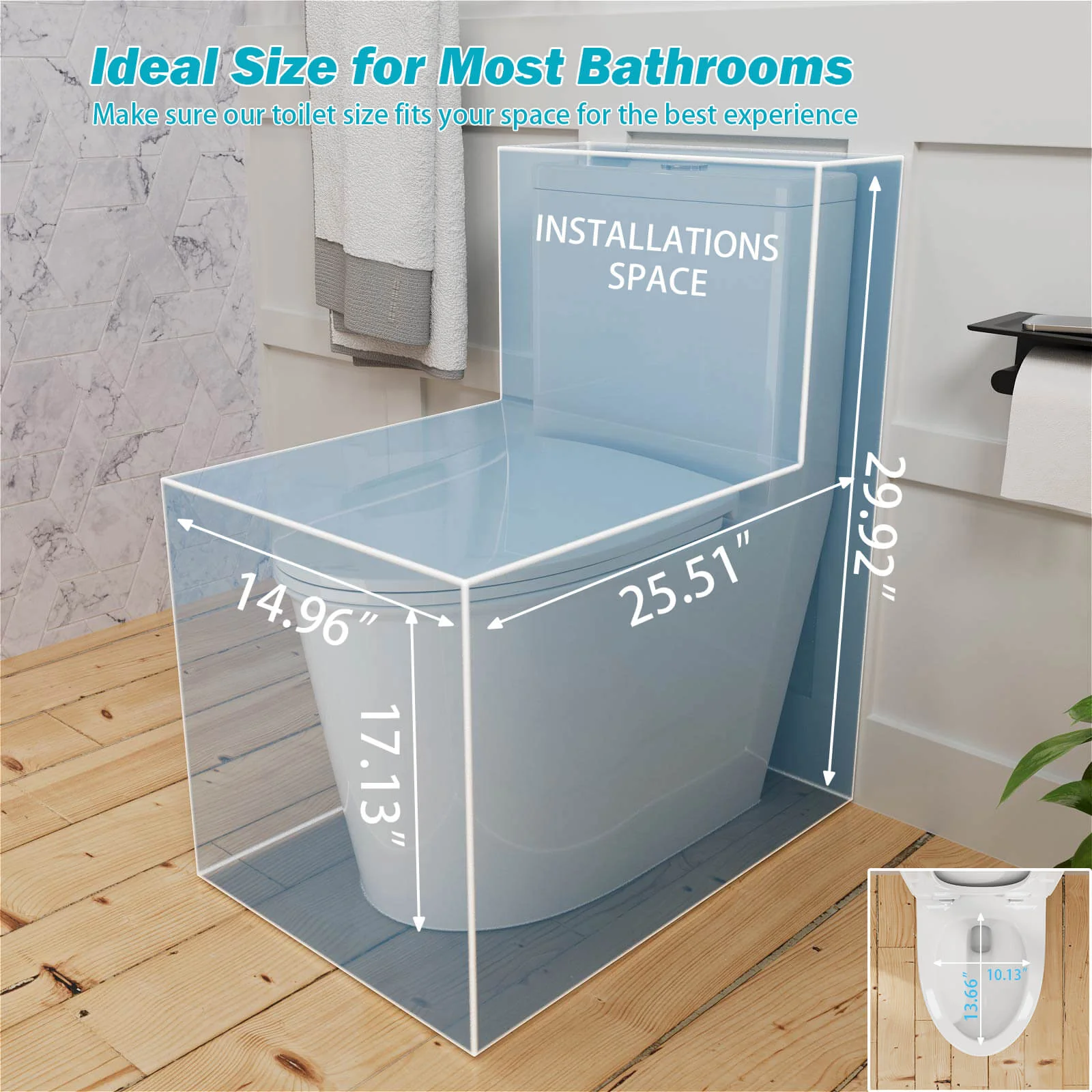 1.0/1.28 GPF Dual Flush One-Piece Skirted Toilet - Image 12