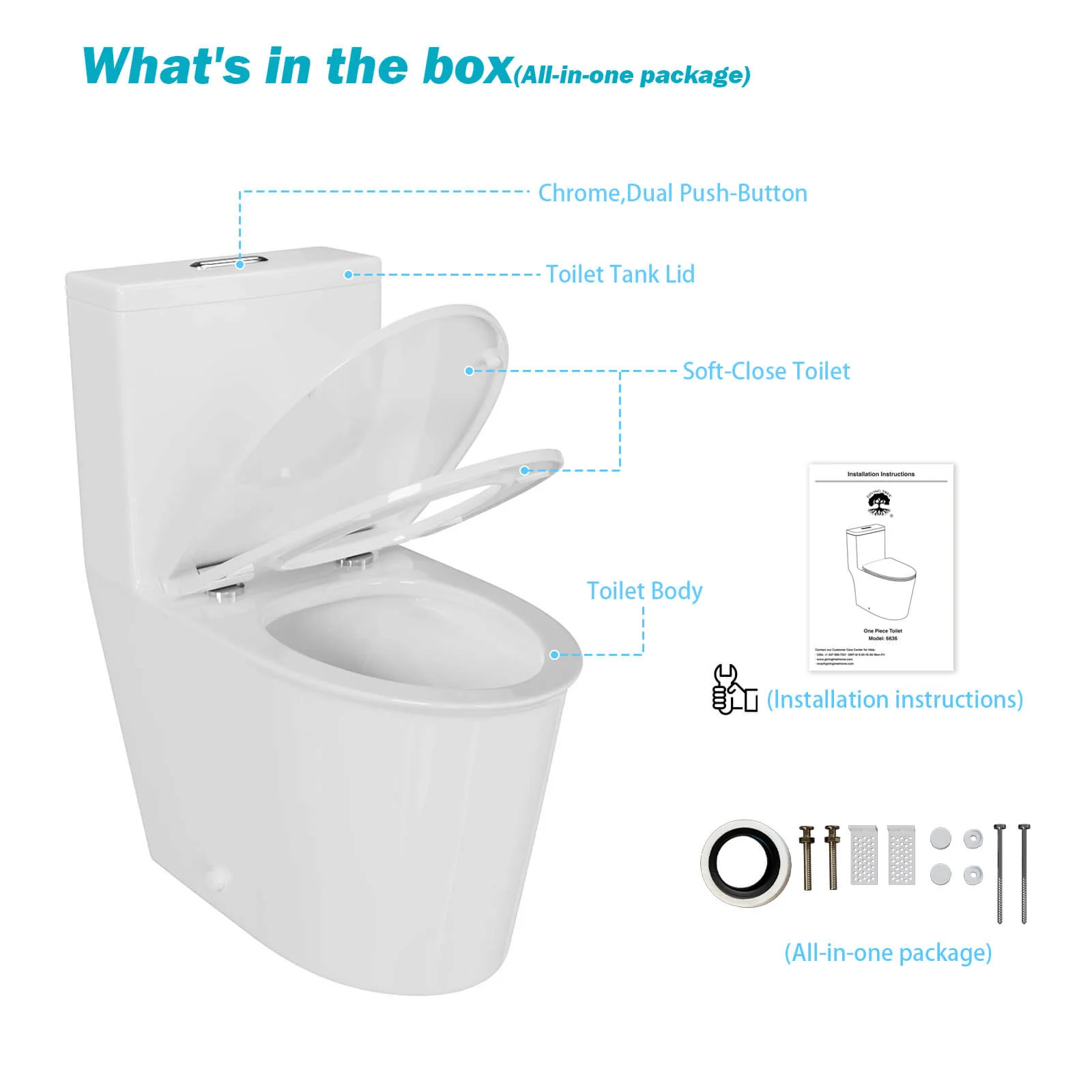 1.0/1.28 GPF Dual Flush One-Piece Skirted Toilet - Image 13