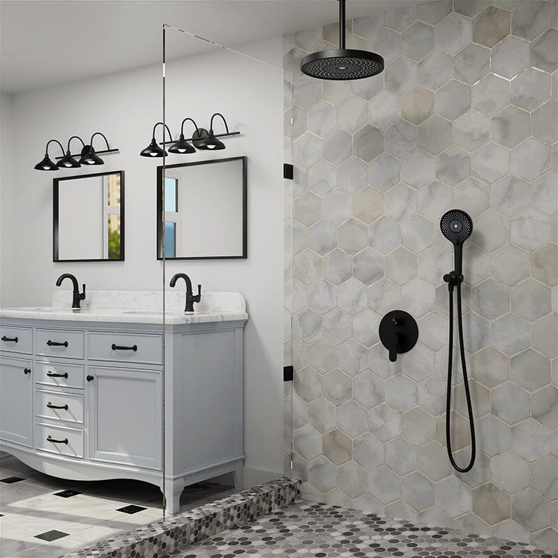 12" Ceiling Mount Round Shower Systems with Head Shower & Hand Shower Combo Set - Image 14