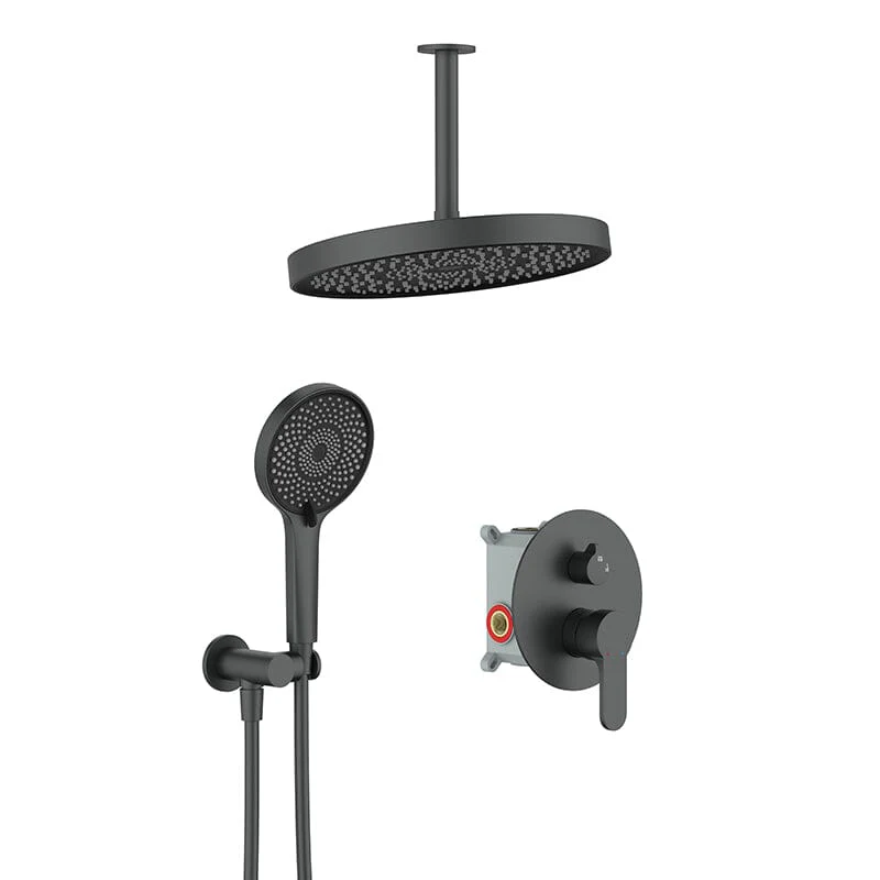 12" Ceiling Mount Round Shower Systems with Head Shower & Hand Shower Combo Set - Image 19