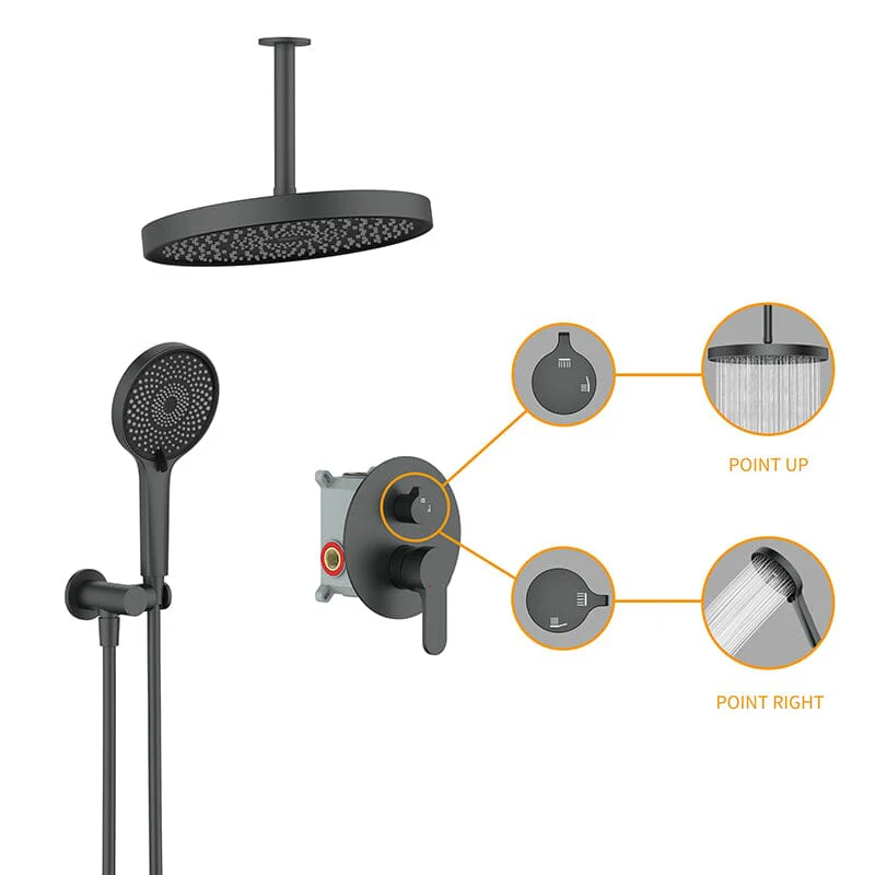 12" Ceiling Mount Round Shower Systems with Head Shower & Hand Shower Combo Set - Image 20