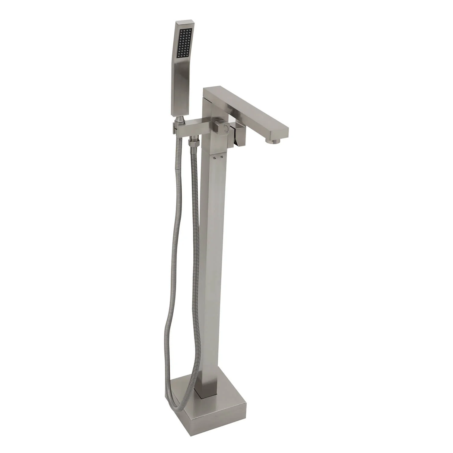 360° Rotation Freestanding Tub Filler Faucet with Hand Shower, Brushed Nickel & Brushed Gold - Image 7