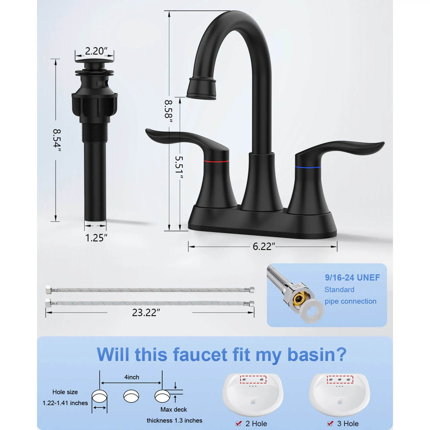 Giving Tree 2-Handle 4-Inch Bathroom Vanity Sink Faucet with Pop-up Drain - Image 20