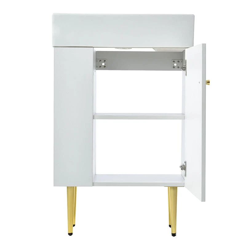 21.6'' Freestanding Bathroom Vanity with Ceramic Sink and Left Side Storage - Image 10