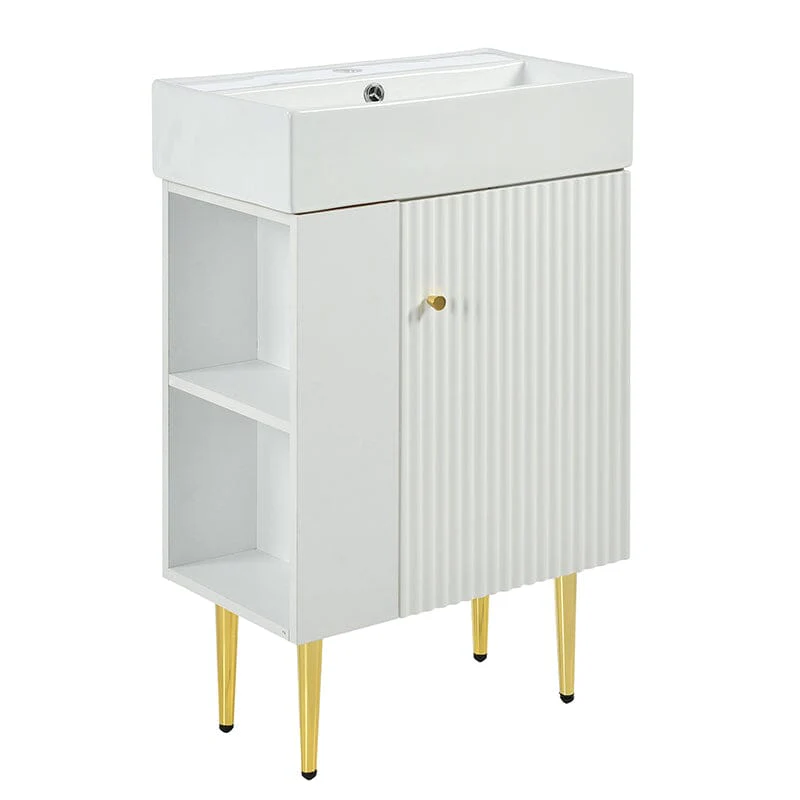 21.6'' Freestanding Bathroom Vanity with Ceramic Sink and Left Side Storage - Image 9