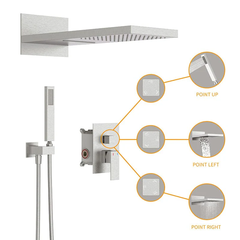 22'' Shower Set Dual Function Waterfall Rainfall Shower Head & Hand Shower - Image 26
