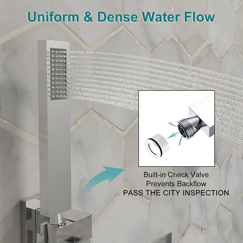 22'' Shower Set Dual Function Waterfall Rainfall Shower Head & Hand Shower - Image 39