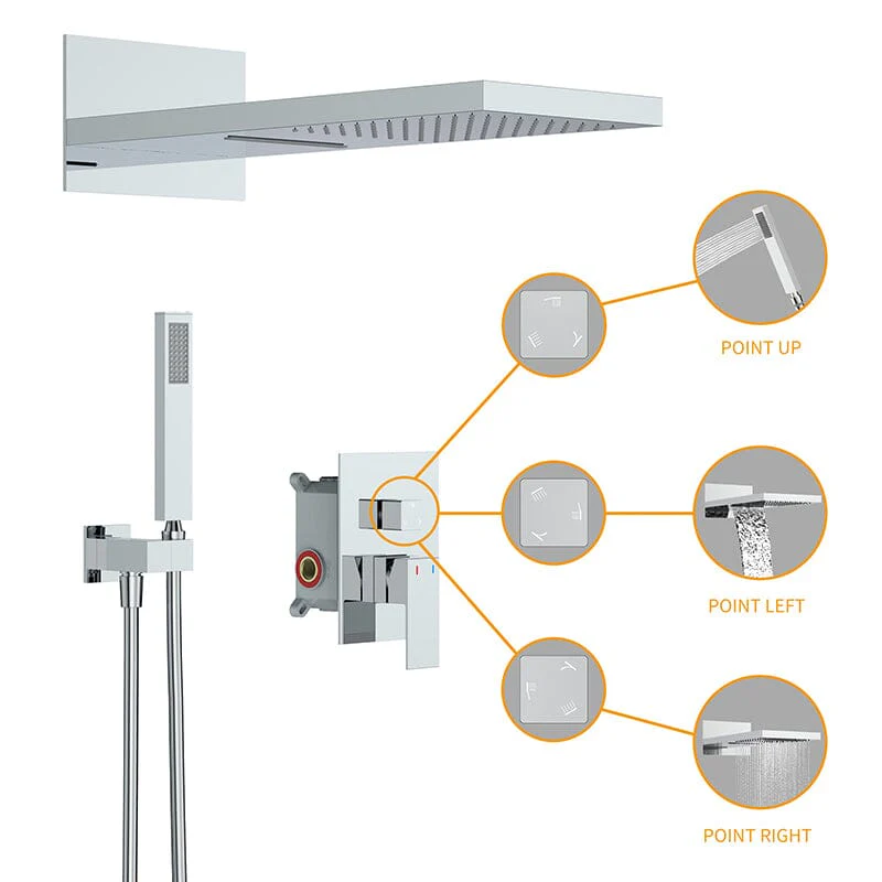 22'' Shower Set Dual Function Waterfall Rainfall Shower Head & Hand Shower - Image 42