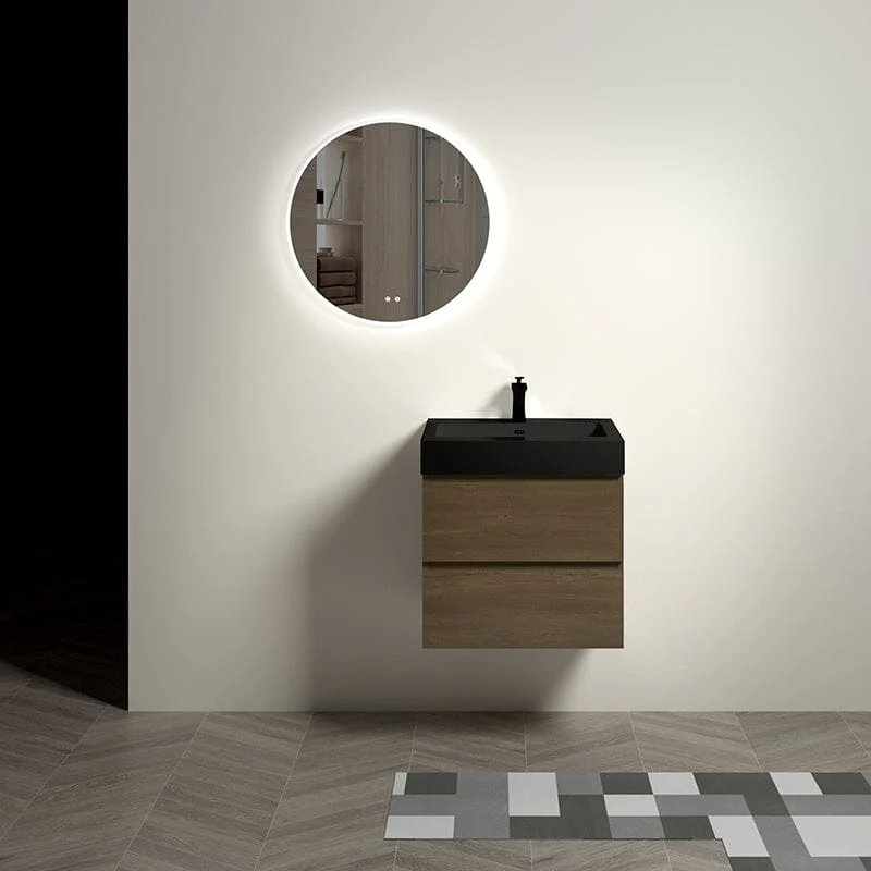 24'' Dark Oak Bathroom Vanity with Sink Wall Mounted One-Piece Sink Cabinet - Image 10