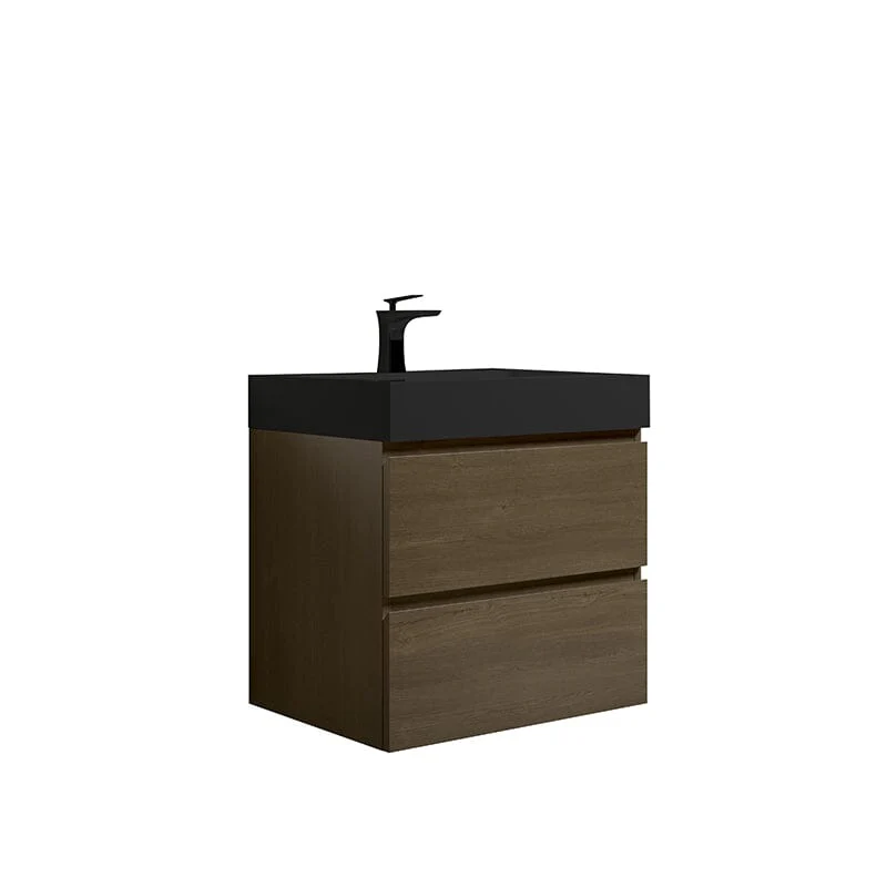 24'' Dark Oak Bathroom Vanity with Sink Wall Mounted One-Piece Sink Cabinet - Image 12