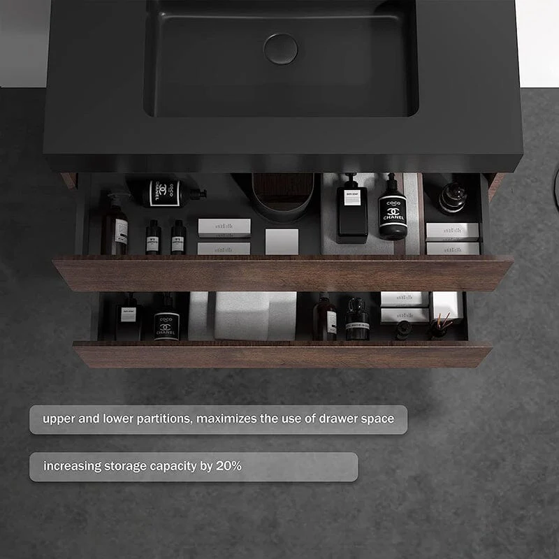 24 Inch Bathroom Vanity with Sink Wall Mounted Floating One-Piece Sink Cabinet - Image 10