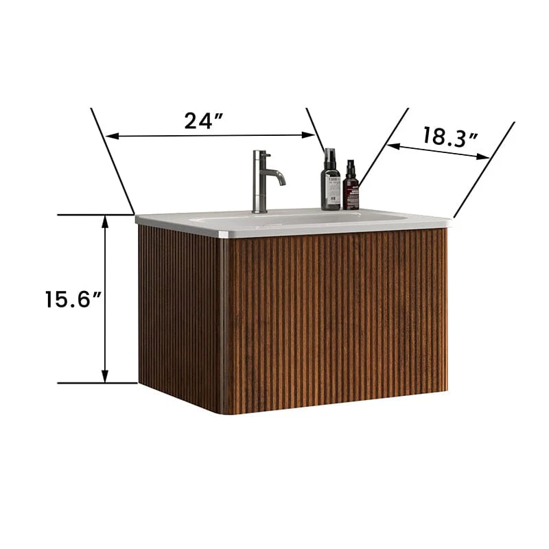 Giving Tree 24" Wooden Striped Modern Bathroom Vanity with Sink, Wall-mounted - Image 7