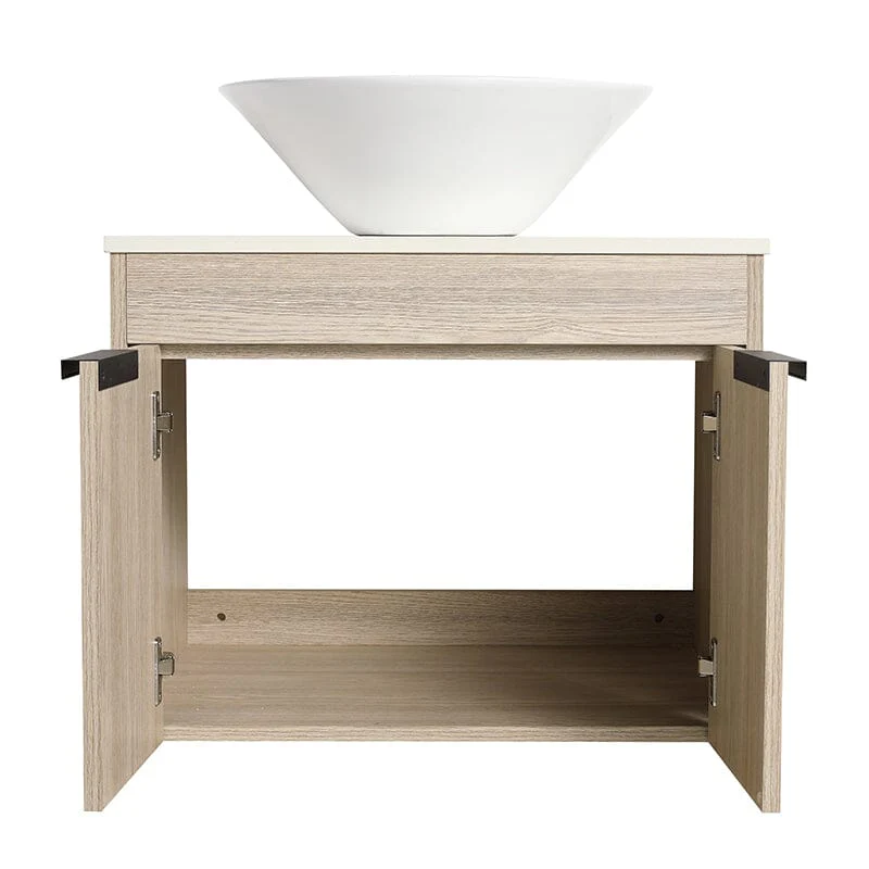 24'' Modern Design Floating Bathroom Vanity Sintered Stone Top Circular Ceramic Sink Set - Image 8