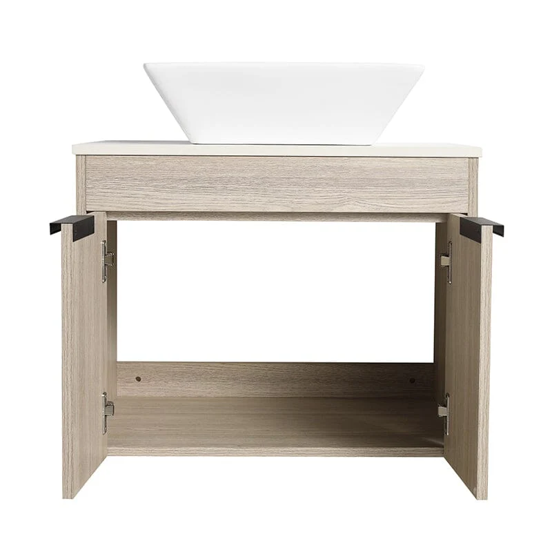 24'' Modern Design Floating Bathroom Vanity Sintered Stone Top Square Ceramic Sink Set - Image 14