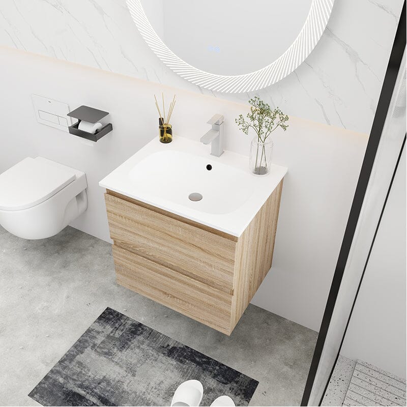 24'' Modern Floating Bathroom Vanity Single Ceramic Sink with Drawers - Image 3