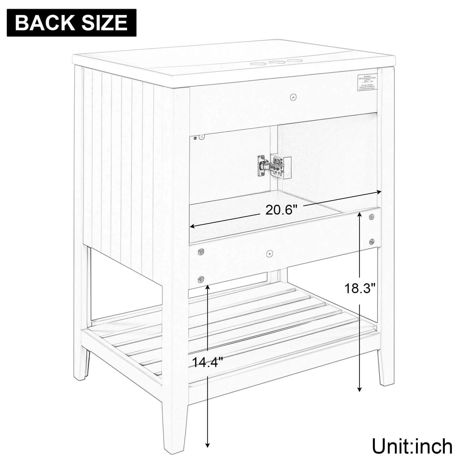 24" Modern Freestanding Bathroom Vanity with Open Style Shelf, Including Ceramic Sink - Image 17