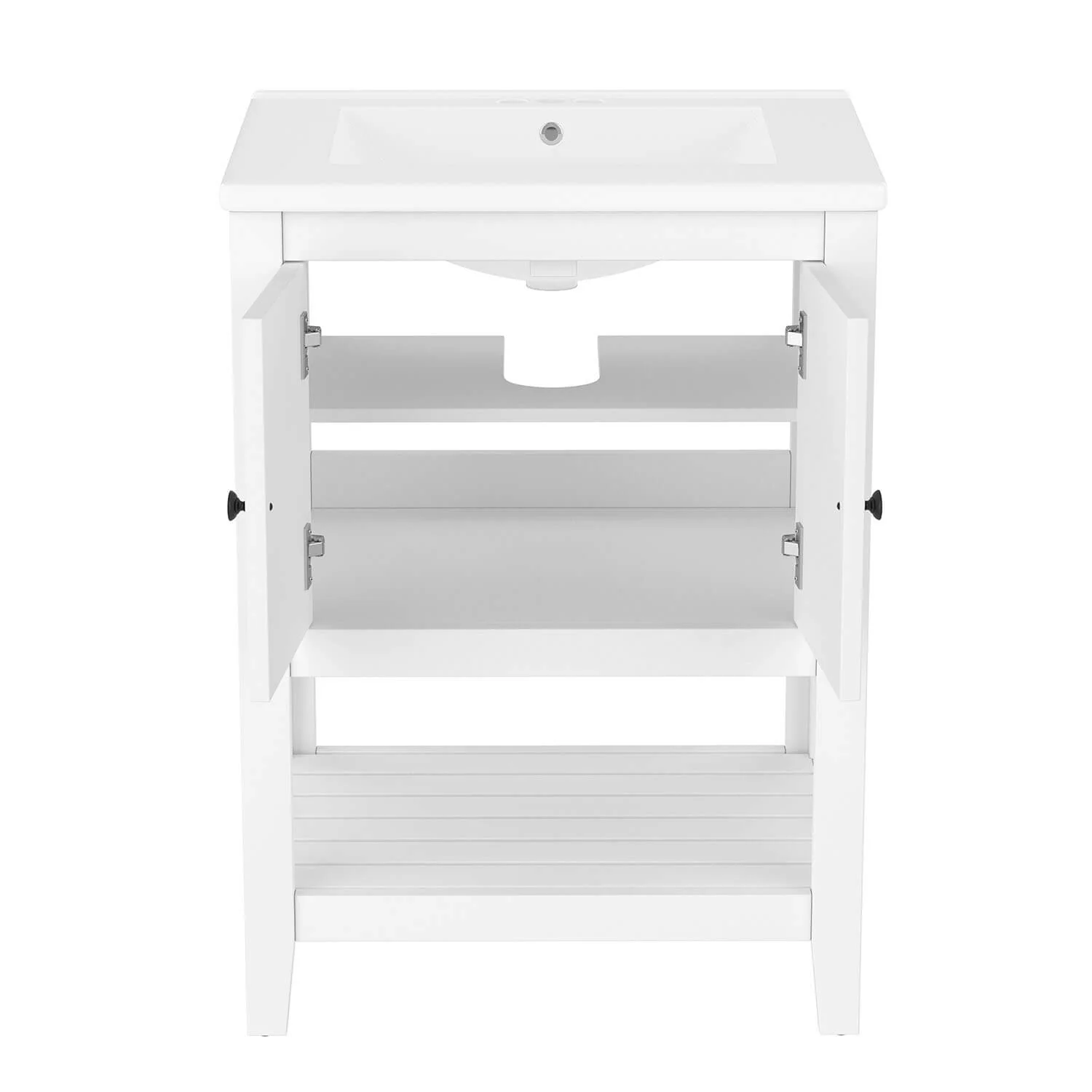 24" Modern Freestanding Bathroom Vanity with Open Style Shelf, Including Ceramic Sink - Image 8