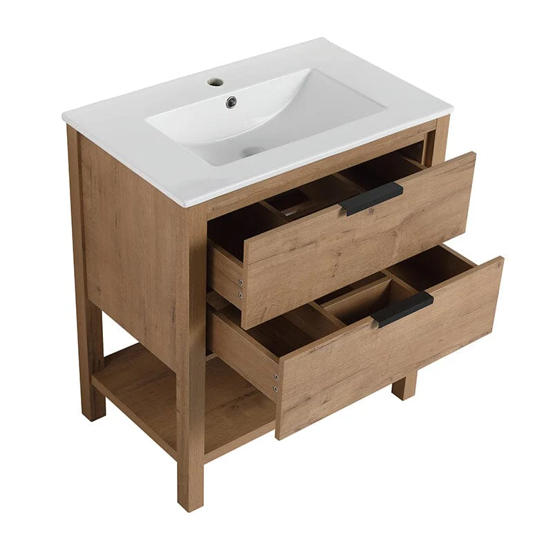 30-inch Freestanding Plywood Bathroom Vanity With Tops and 2 Drawers - Image 9