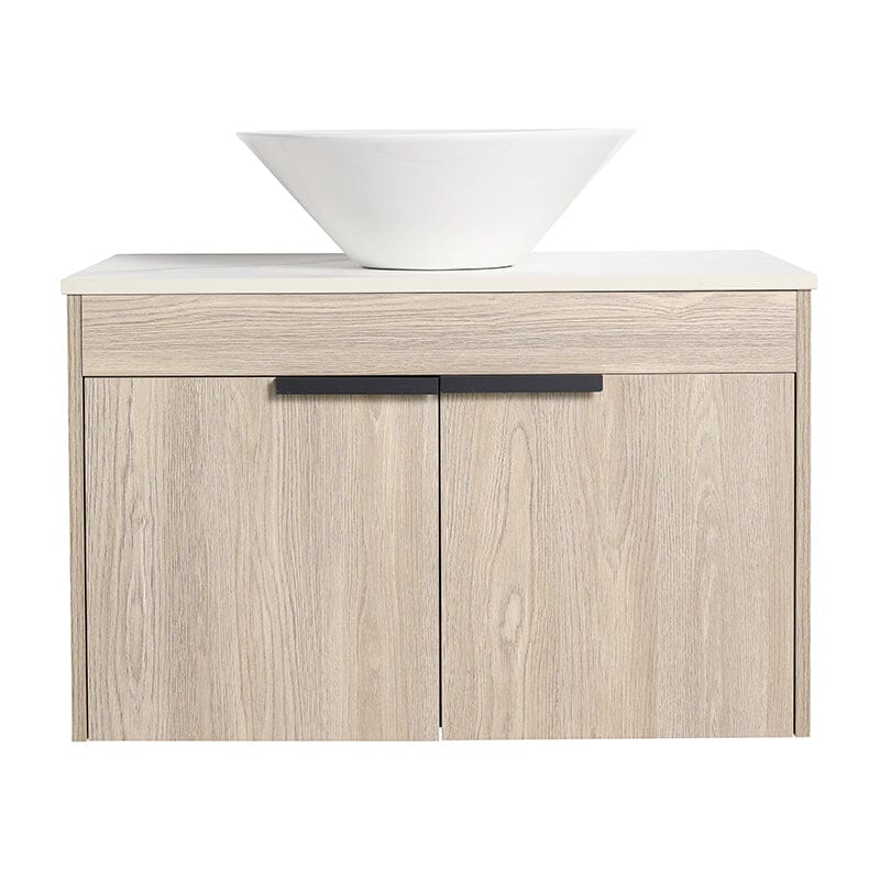 30'' Modern Design Floating Bathroom Vanity Sintered Stone Top Circular Ceramic Sink Set - Image 8