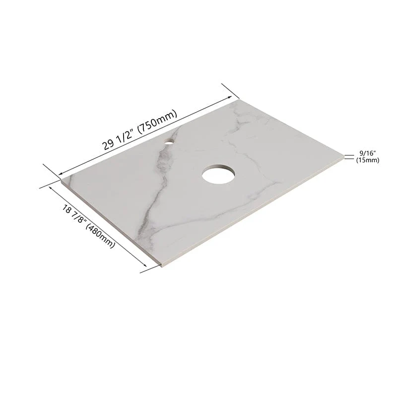 30'' Modern Design Floating Bathroom Vanity Sintered Stone Top Rectangular Ceramic Sink Set - Image 6