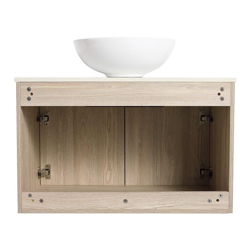 30'' Modern Design Floating Bathroom Vanity Sintered Stone Top Round Ceramic Sink Set - Image 10