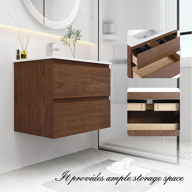 30'' Modern Floating Bathroom Vanity Single Ceramic Sink with Drawers - Image 7