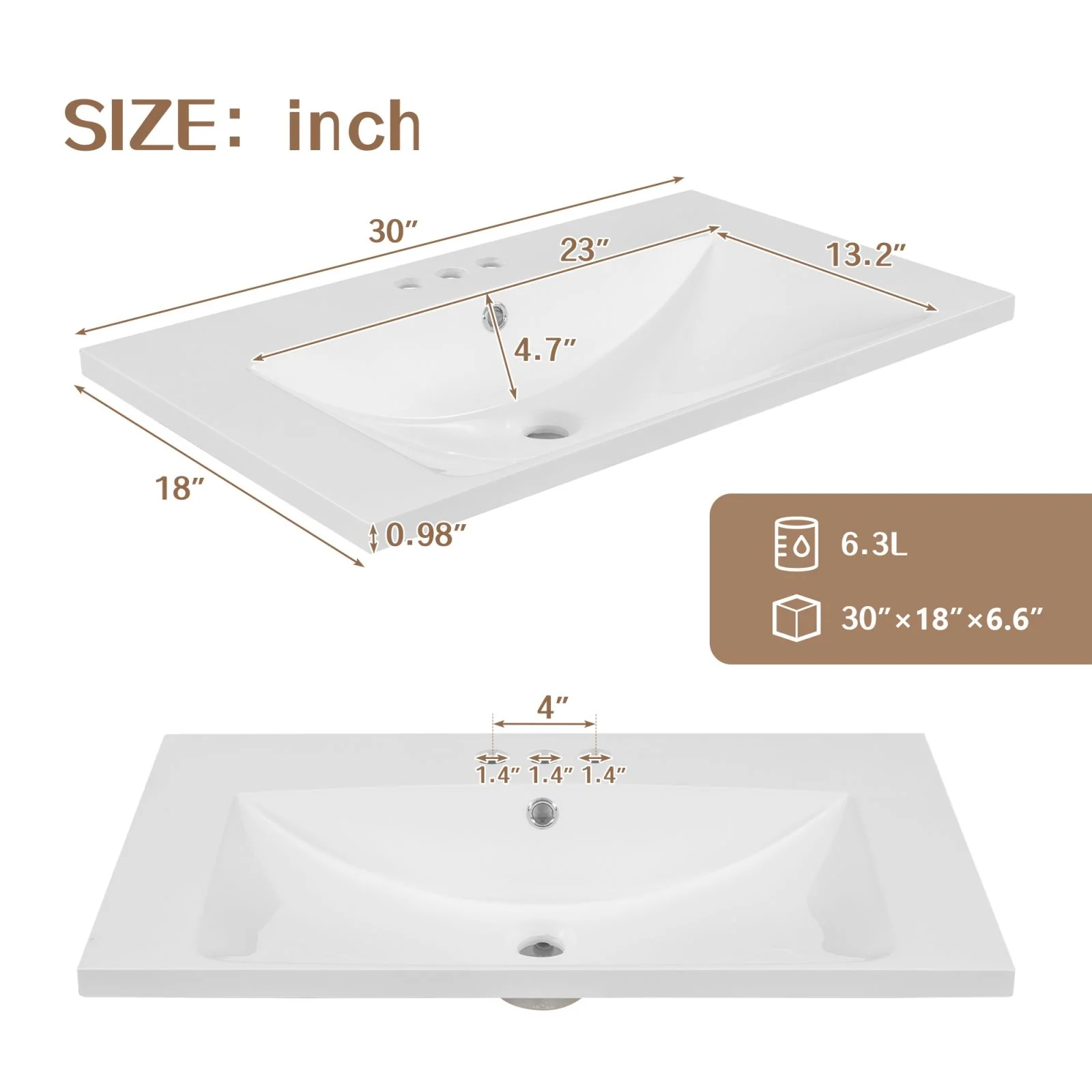 30" Wood Double Doors Bathroom Vanity, White Spacious Drawer Standalone Cabinet - Image 15