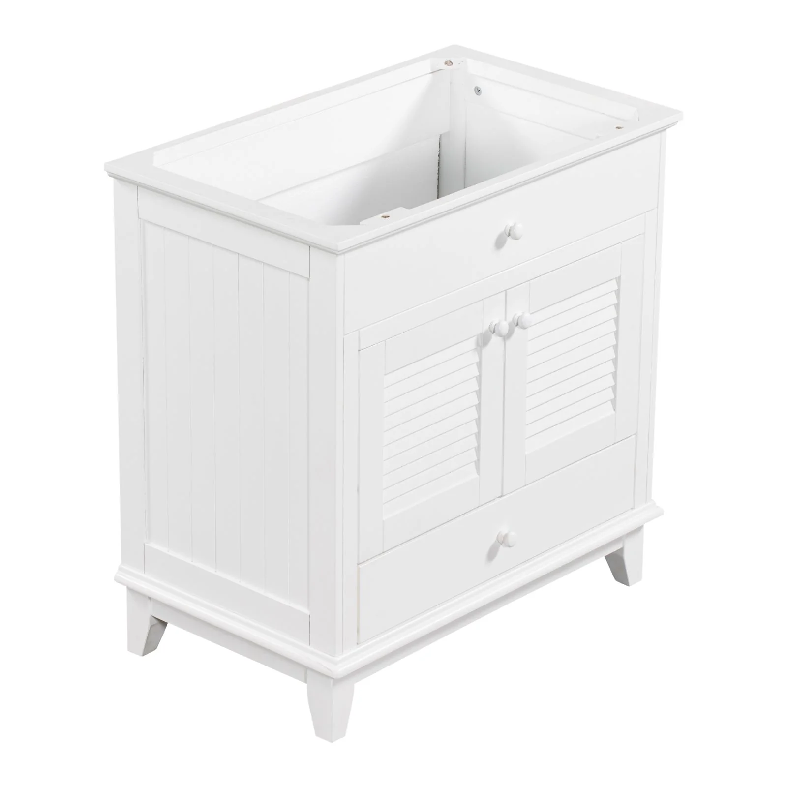 30" Wood Double Doors Bathroom Vanity, White Spacious Drawer Standalone Cabinet - Image 16