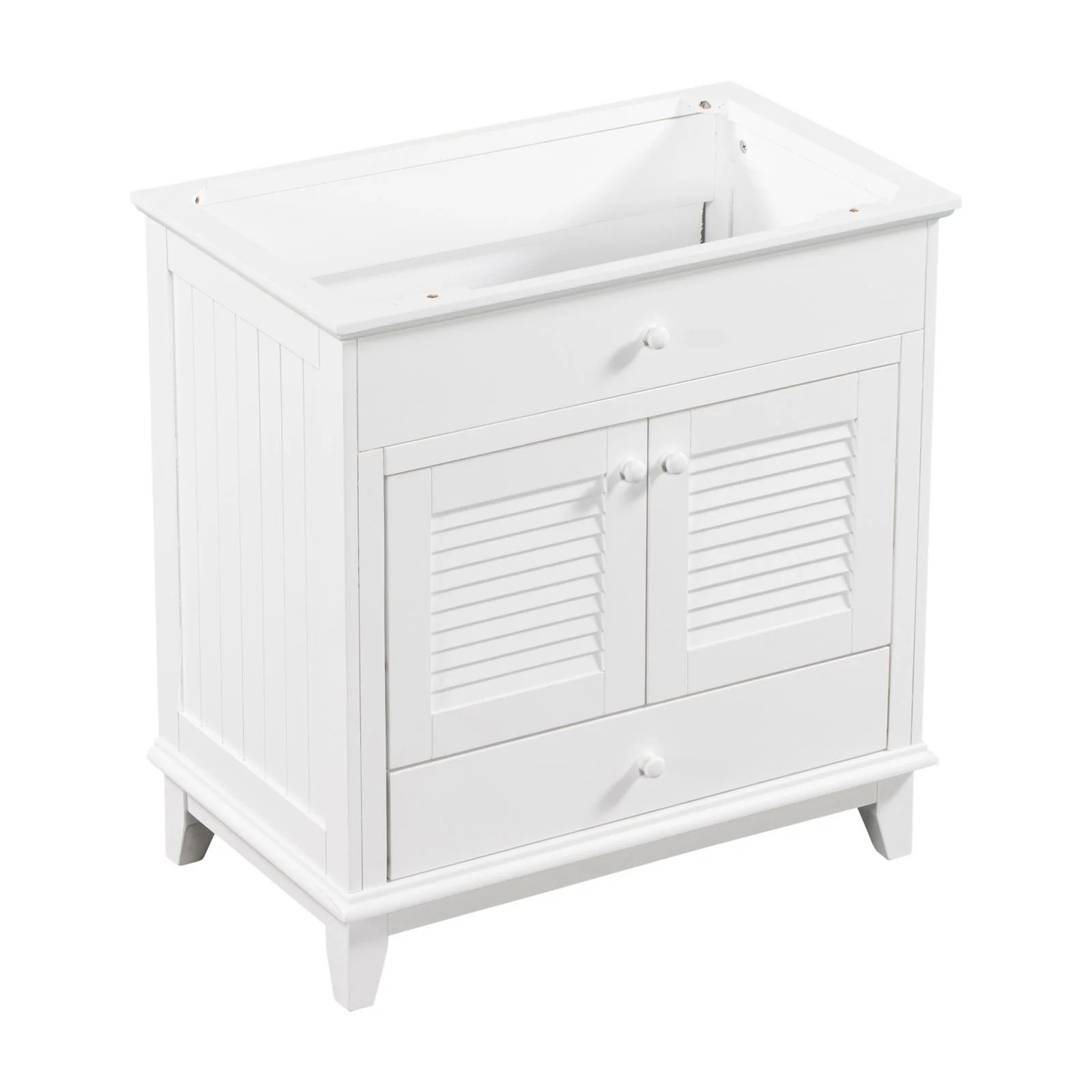 30" Wood Double Doors Bathroom Vanity, White Spacious Drawer Standalone Cabinet - Image 17