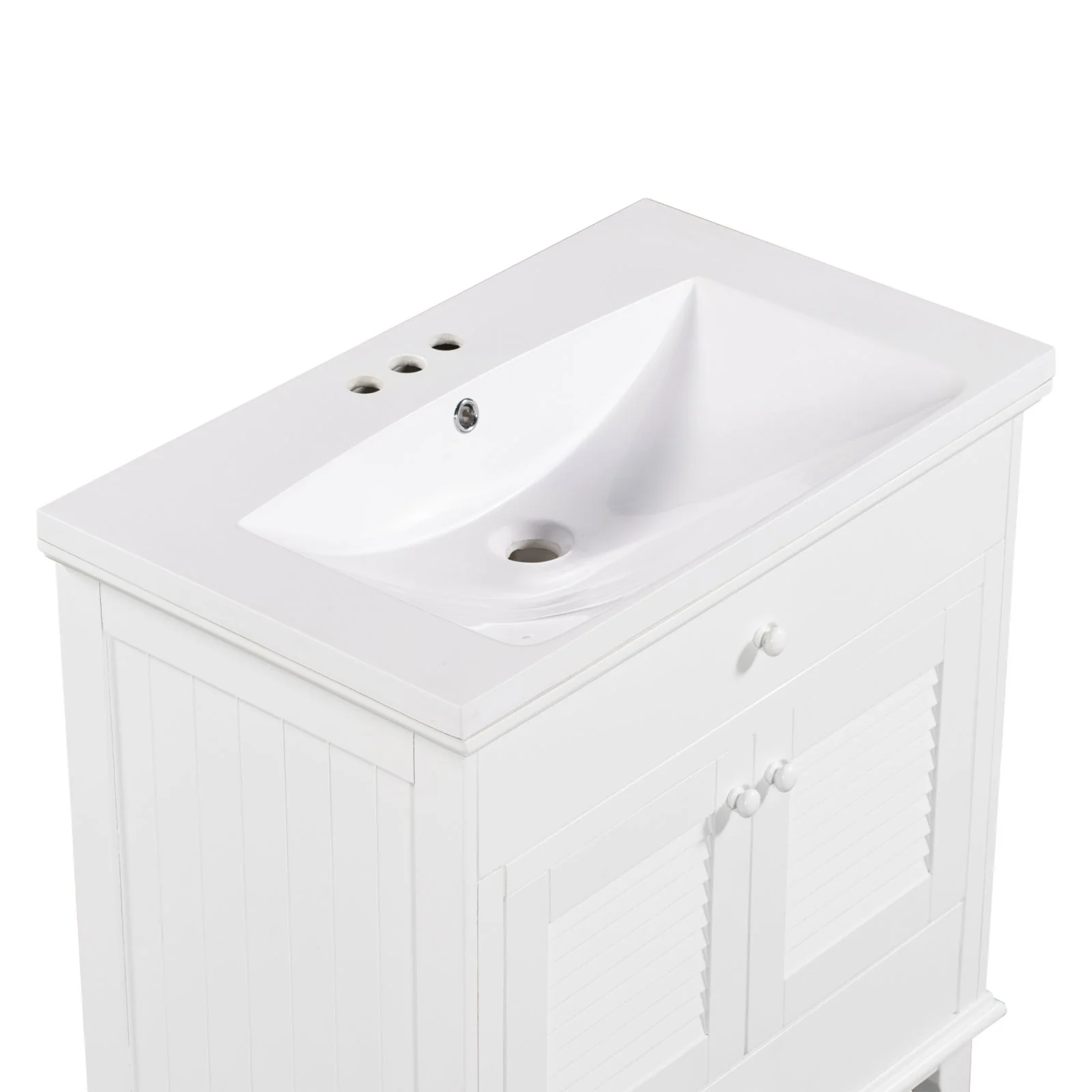 30" Wood Double Doors Bathroom Vanity, White Spacious Drawer Standalone Cabinet - Image 5