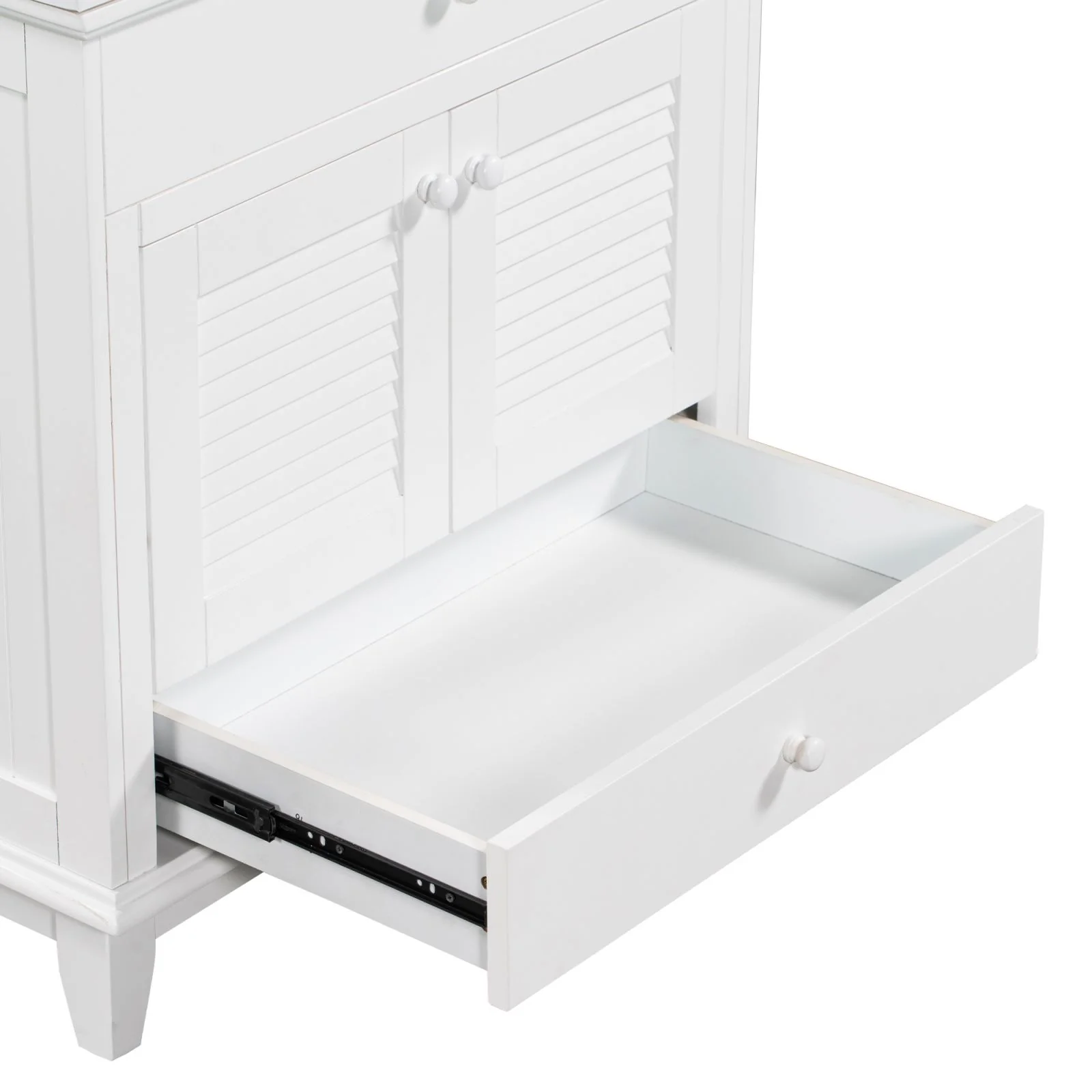 30" Wood Double Doors Bathroom Vanity, White Spacious Drawer Standalone Cabinet - Image 7