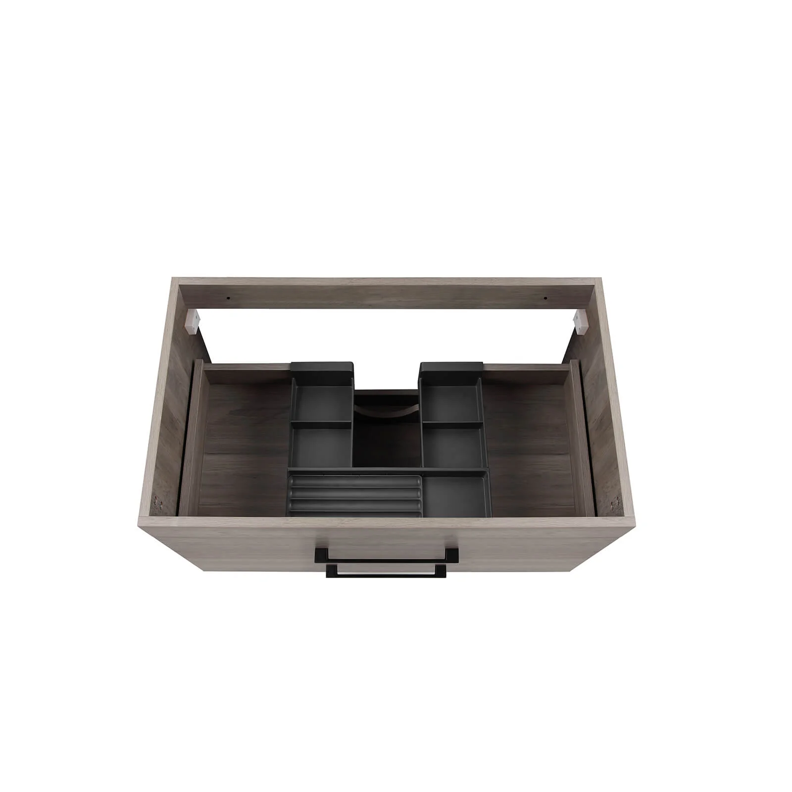 32" Gray Wood Grain Wall-Mounted Vanity with Double Drawers - Image 11