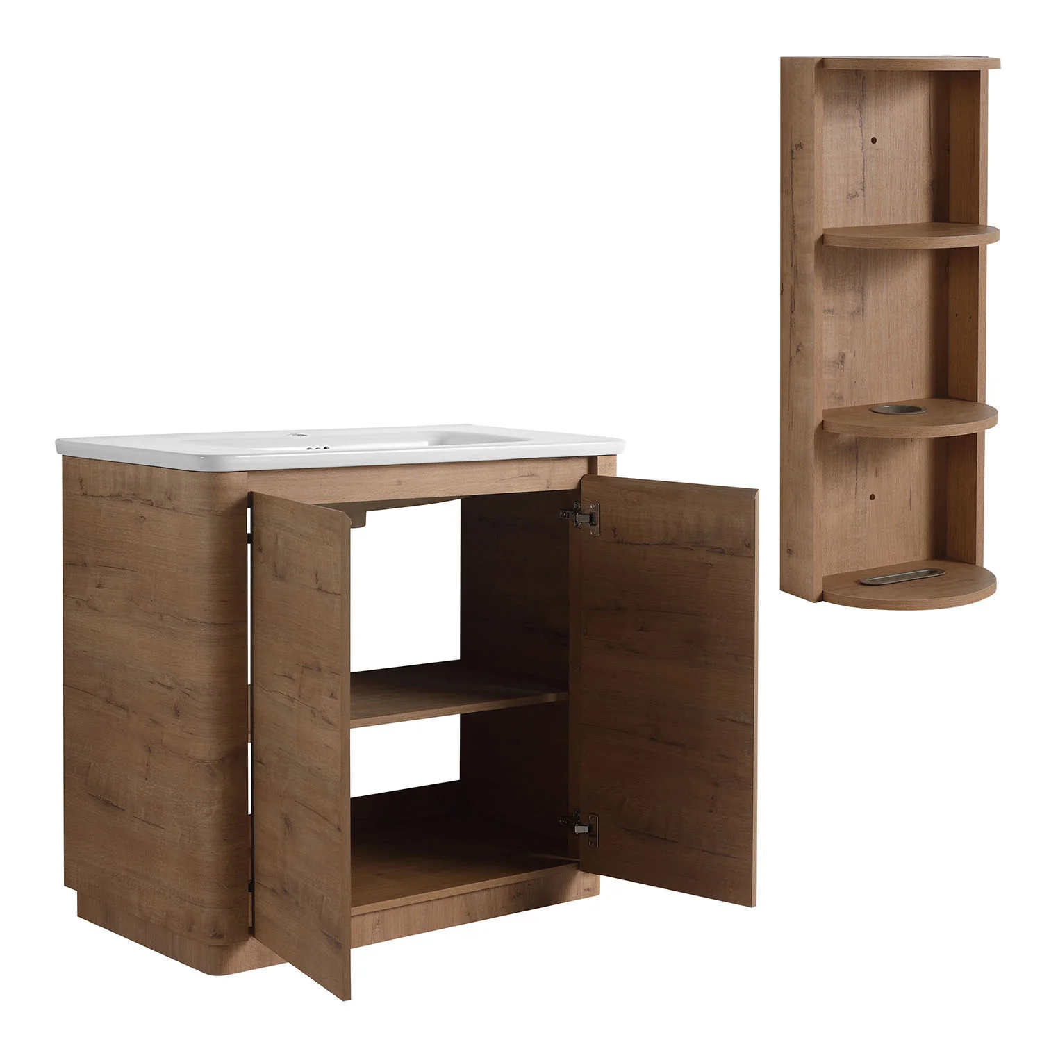36" Freestanding Bathroom Vanity with White Ceramic Sink and 12" Wall Storage Cabinet - Image 5