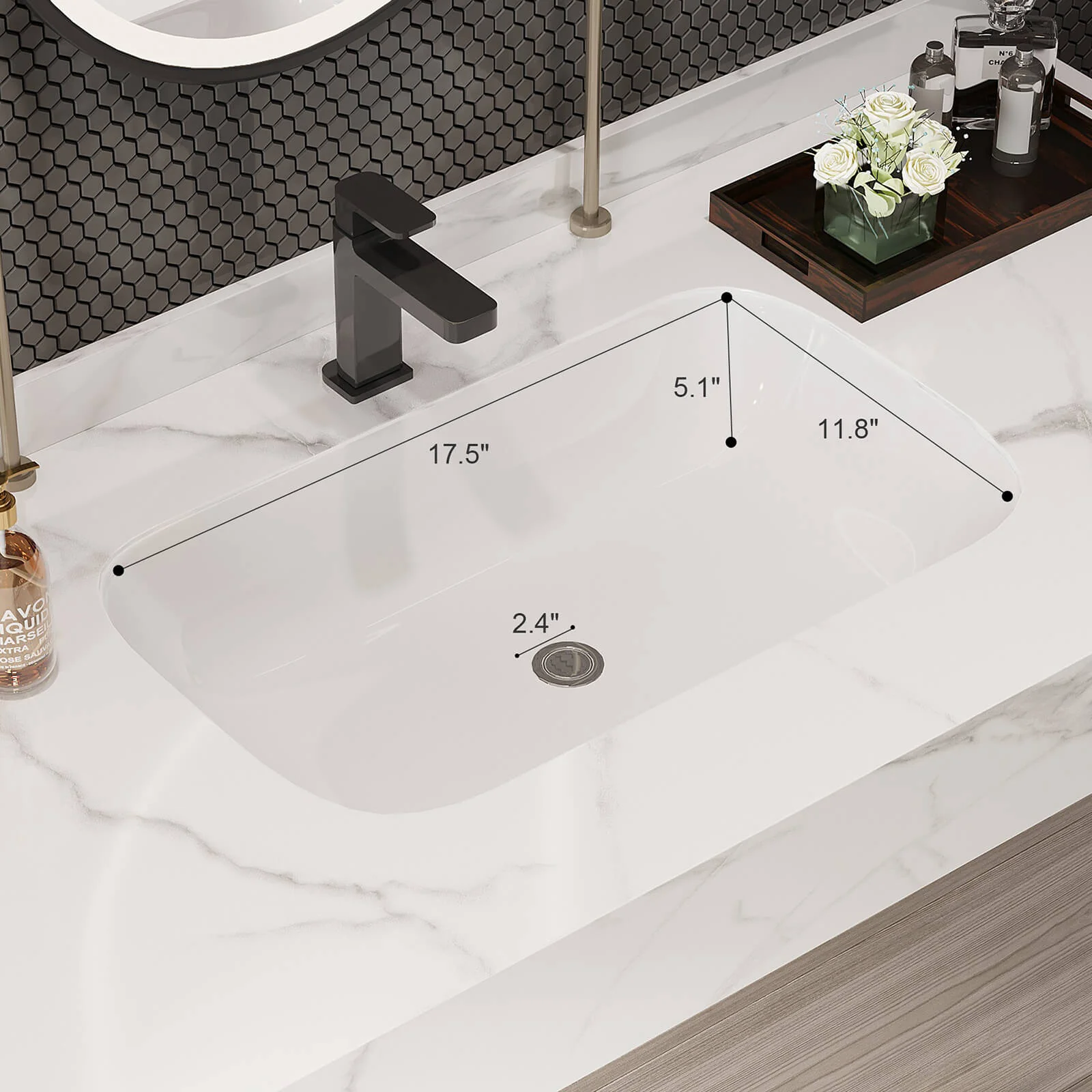 40" White Oak Wall Mounted Vanity with Backsplash - Image 8