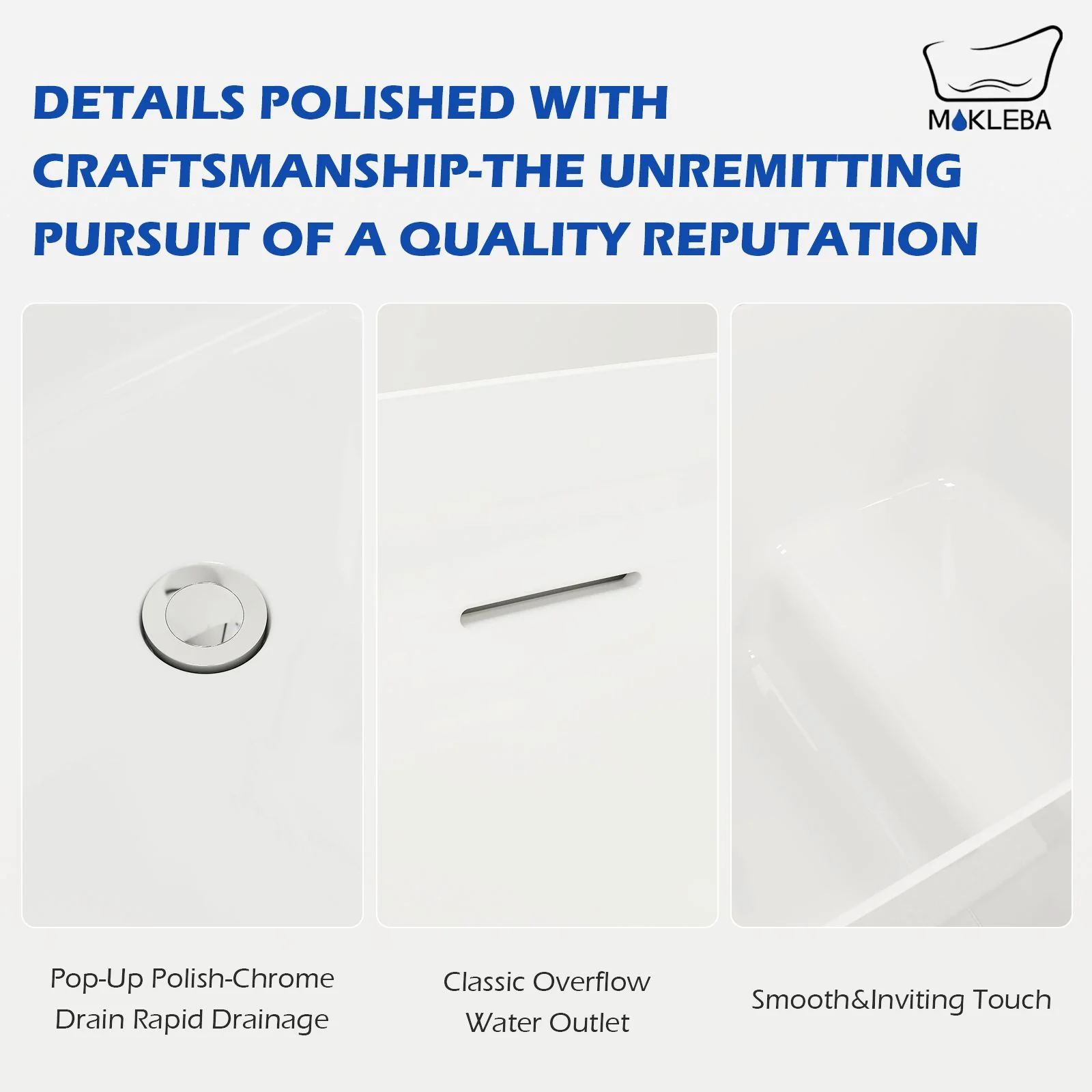 Mokleba 47" Acrylic Freestanding Japanese Soaking Bathtub with Built-in Seat Glossy White - Image 8
