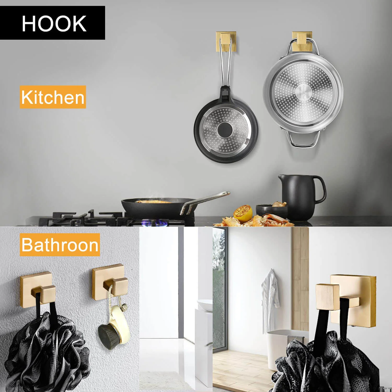 5-Piece Brushed Gold Stainless Steel Bathroom Hardware Set - Image 4