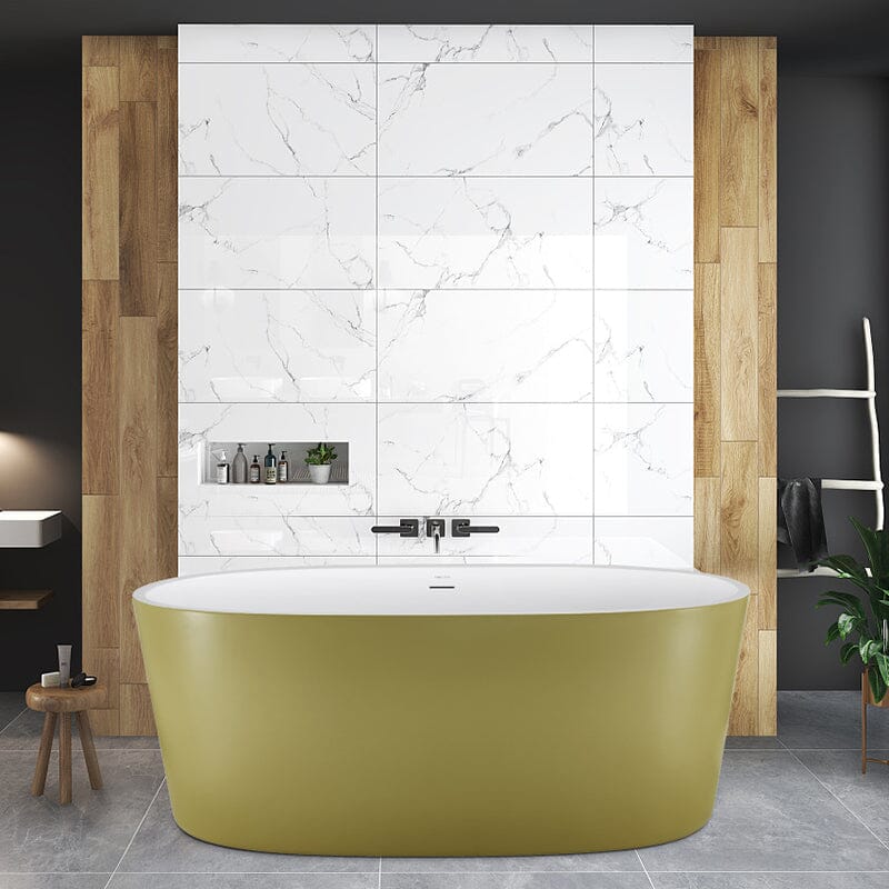 Mokleba 59" Acrylic Modern Bathtub Oval Shape Freestanding Soaking Tub - Image 12
