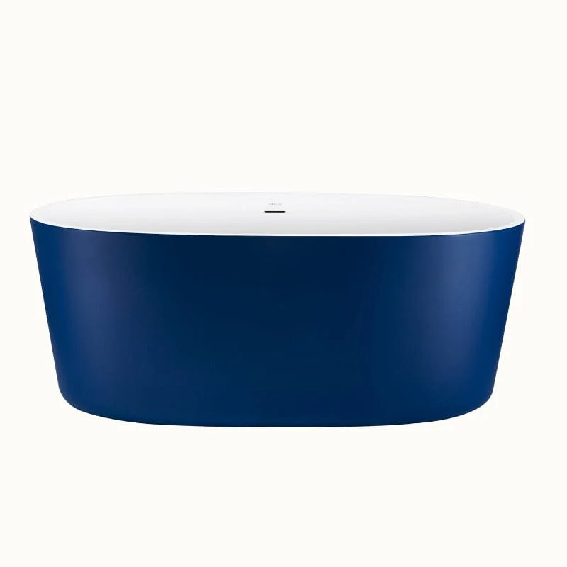 Mokleba 59" Acrylic Modern Bathtub Oval Shape Freestanding Soaking Tub - Image 29