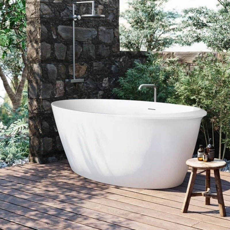 Mokleba 59" Acrylic Oval Shape Freestanding Soaking Bathtub with Overflow - Image 7