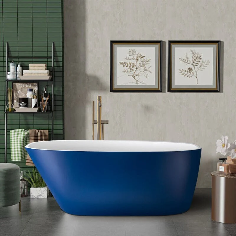 Mokleba 59" Acrylic Egg Shape Free Standing Tub for Bathroom - Image 29