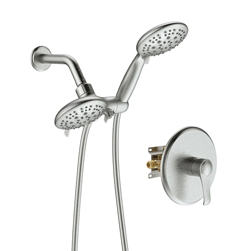 6 Spray Mode Dual Rain & Handheld Shower Heads Combo with Hose - Image 19