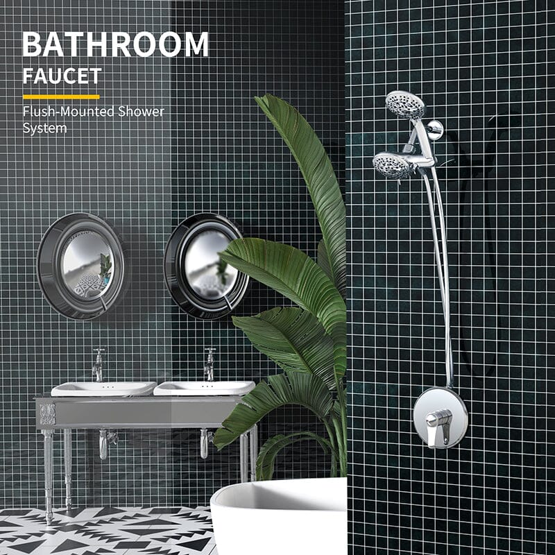 6 Spray Mode Dual Rain & Handheld Shower Heads Combo with Hose - Image 33