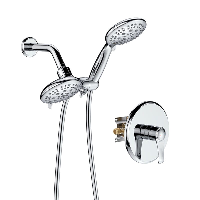 6 Spray Mode Dual Rain & Handheld Shower Heads Combo with Hose - Image 37