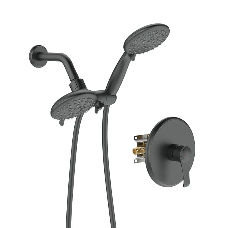 6 Spray Mode Dual Rain & Handheld Shower Heads Combo with Hose - Image 5