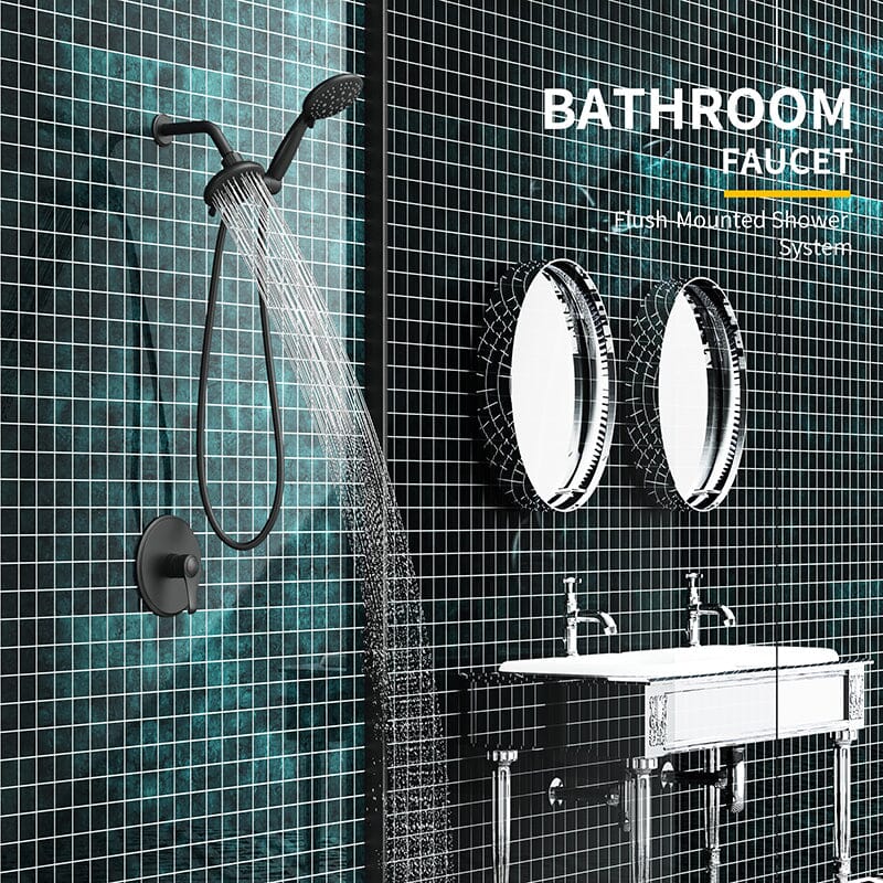 6 Spray Mode Dual Rain & Handheld Shower Heads Combo with Hose - Image 6