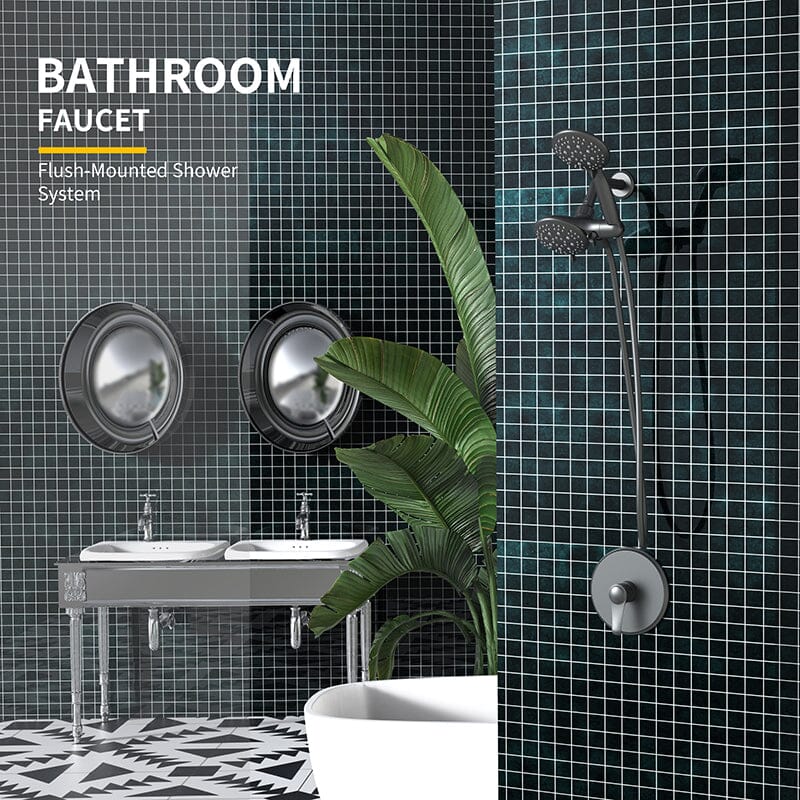 6 Spray Mode Dual Rain & Handheld Shower Heads Combo with Hose - Image 7