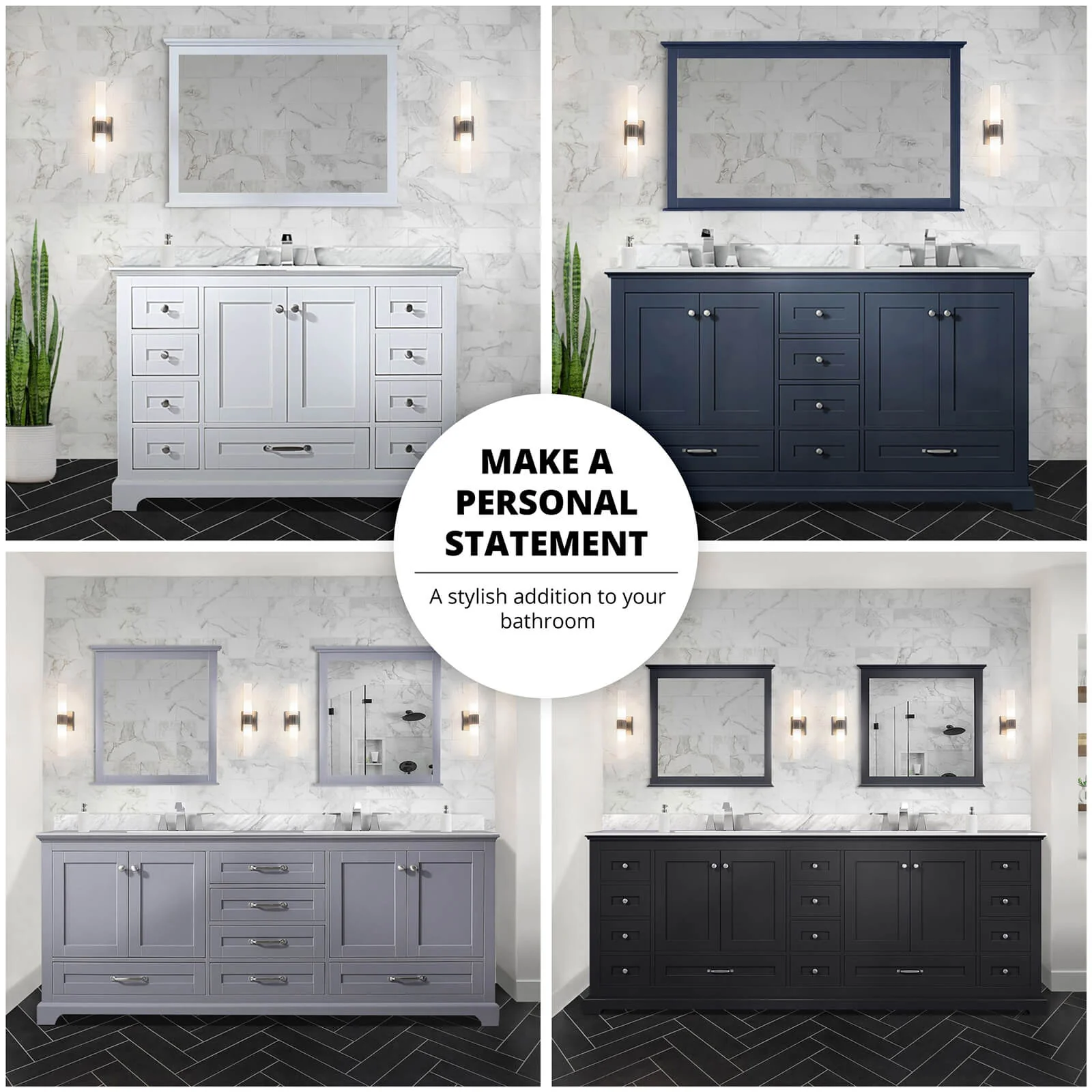60" Blue Bathroom Vanity with Double Undermount Sinks - Image 4