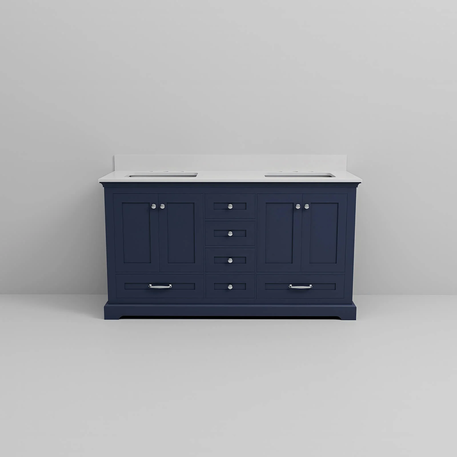 60" Blue Bathroom Vanity with Double Undermount Sinks - Image 8