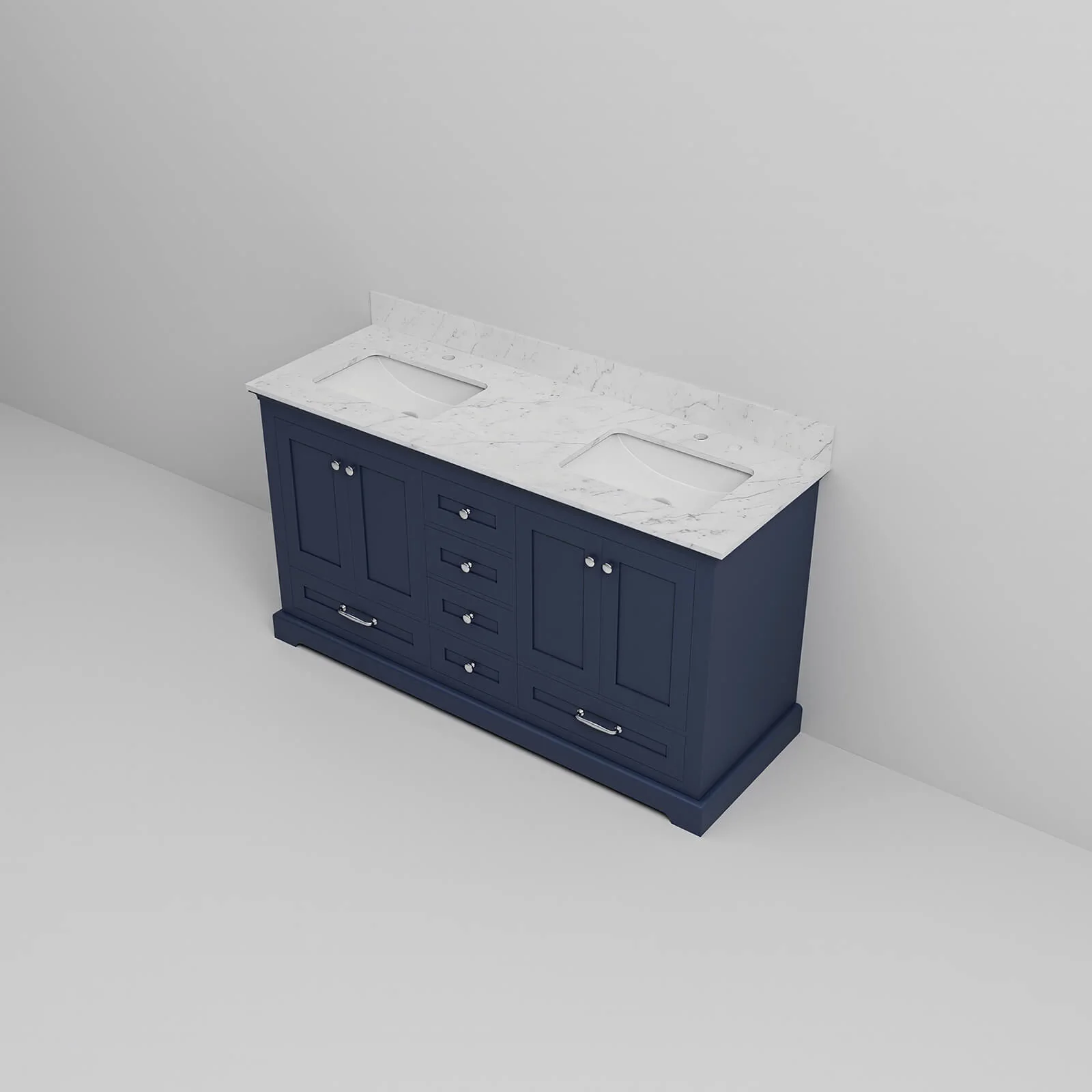 60" Minimalist Design Blue Double Sink Bathroom Vanity - Image 7