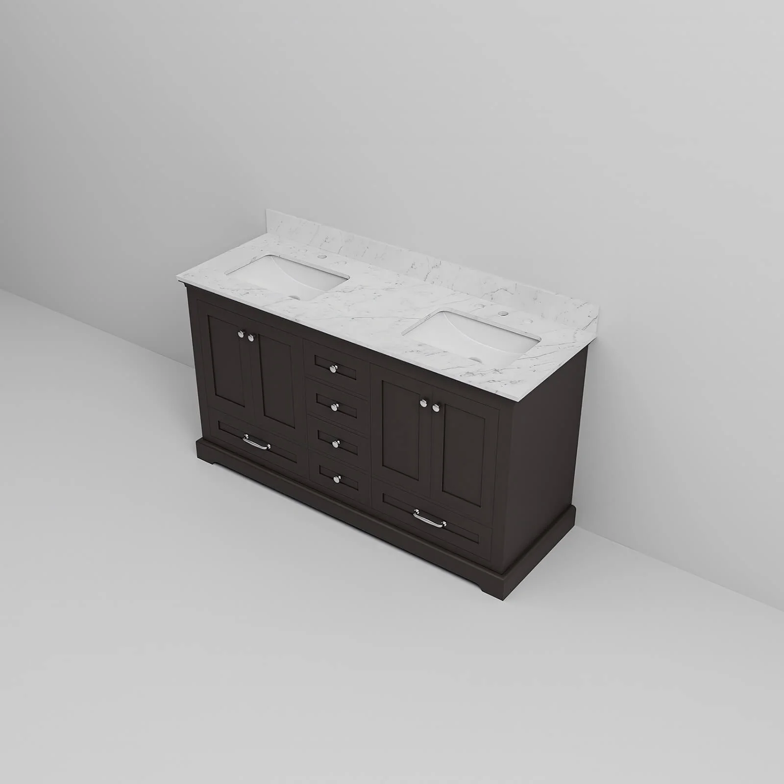 60" Minimalist Design Espresso Double Sink Bathroom Vanity - Image 8